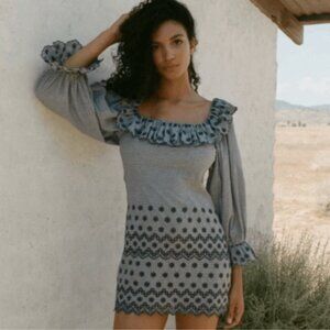 Doen Franique Mini Dress in Azure Paris Navy Gingham Small